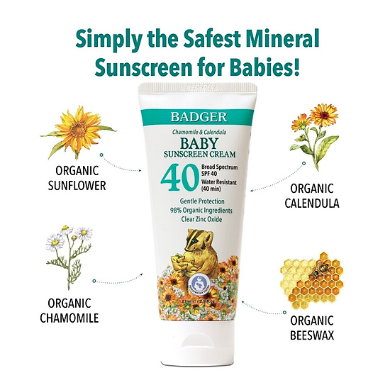 Kem chống nắng vật lý cho em bé badger spf 40 baby - phổ rộng broad - ảnh sản phẩm 3