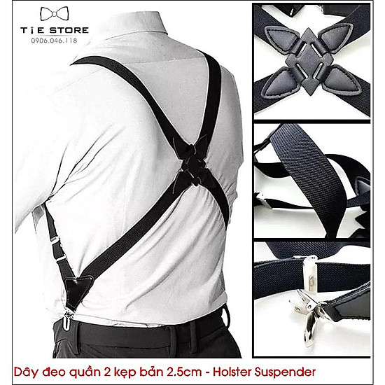 Dây đeo quần nam cao cấp 2 kẹp, bản nhỏ 2.5cm - holster suspender - ảnh sản phẩm 1