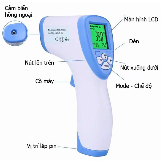 Nhiệt kế hồng ngoại đo trán,đo tai ,đo sữa cao cấp có đèn và cảnh báo sốt - ảnh sản phẩm 2