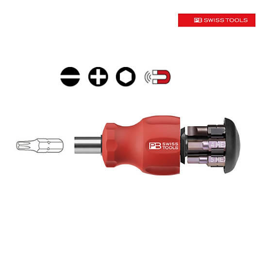 Tua vít lùn pb swiss tools 8453.v01 cn gồm 6 mũi bits gắn sẵn trong tay - ảnh sản phẩm 2