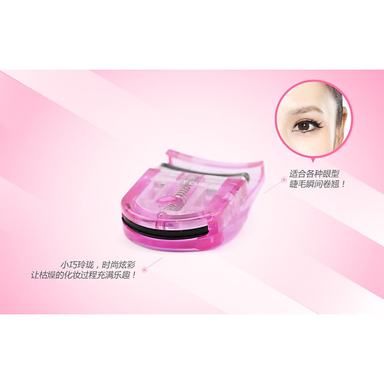 Kết quả hình ảnh cho Uốn mi cong thân nhựa KAI màu hồng"