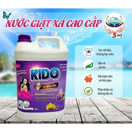 Nước giặt xả 5 in1 thái lan 5 lít  sạch nhanh kido lít lưu hương thơm lâu - ảnh sản phẩm 4