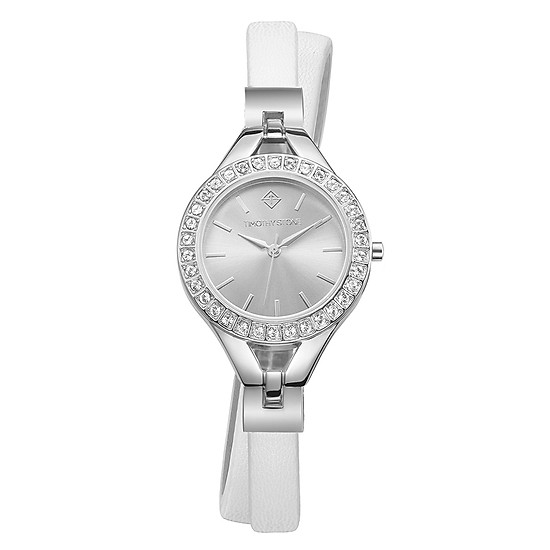 Đồng hồ Nữ Timothy Stone Women’s JOLIET Silver and White Leather Strap...