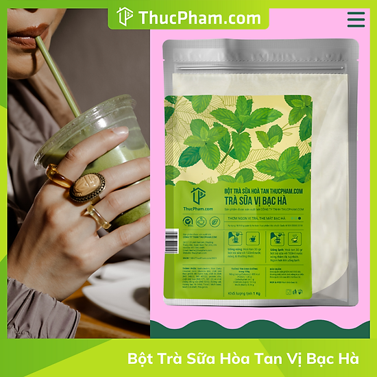 Bột trà sữa hòa tan thucpham.com vị bạc hà- 1kg - thơm ngon vị trà - ảnh sản phẩm 4