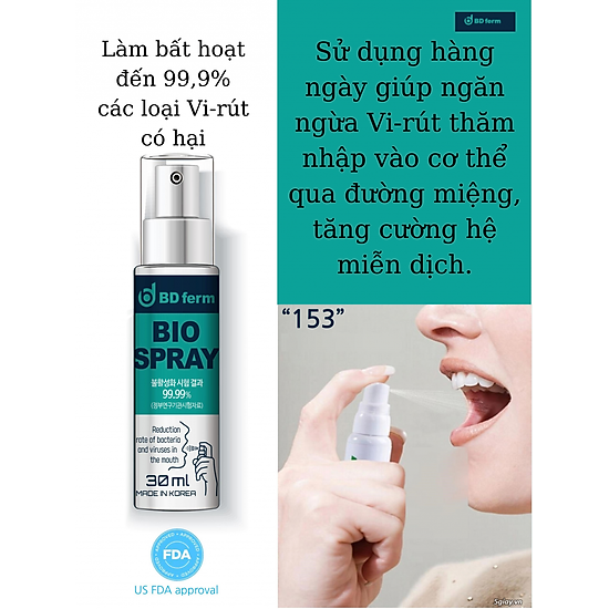 Xịt họng sinh học bdferm bio spray 30ml - 1 chai - ảnh sản phẩm 3