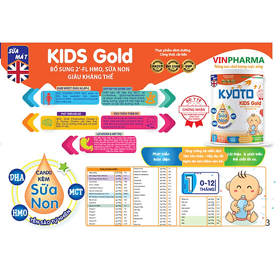 Sữa bột dinh dưỡng kyoto kids gold bổ sung sữa non giàu kháng thể giúp trẻ - ảnh sản phẩm 2