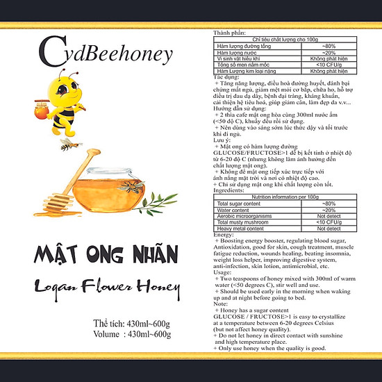 Mật ong hoa nhãn 1l 1,4kg cvdbeehoney - ảnh sản phẩm 5