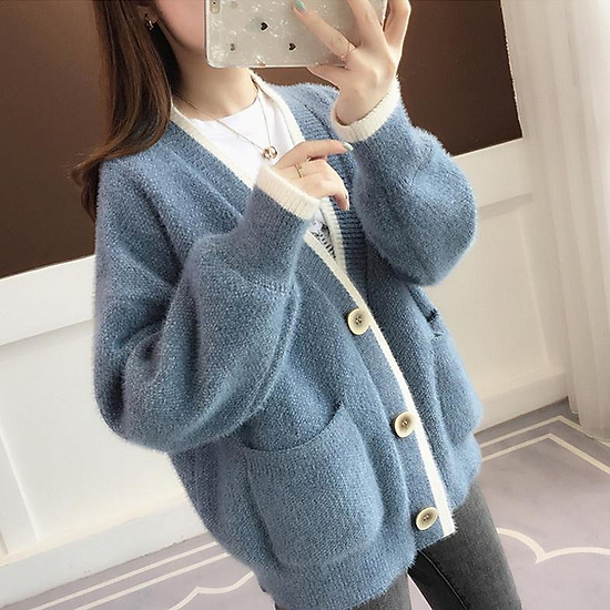Áo khoác len cardigan len lông dày dặn 