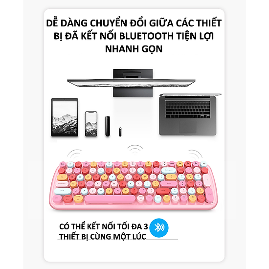 Bàn phím không dây kết nối bluetooth mofii candy nút tròn siêu êm gõ không - ảnh sản phẩm 4