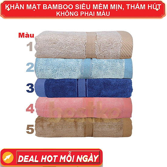 Combo 10 khăn mặt sợi tre bestke màu xanh đậm và nâu cafe size 30 50cm 70g - ảnh sản phẩm 4