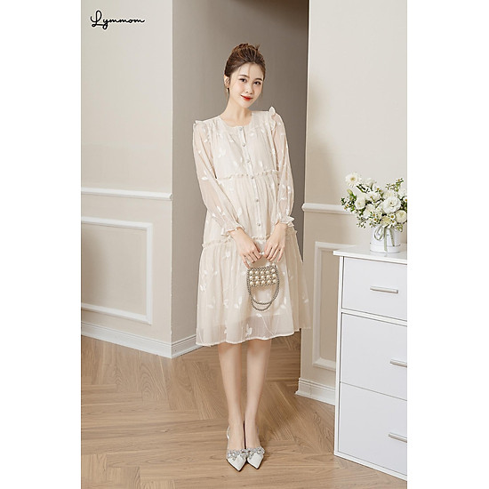 Váy bầu bigsize - Đầm bầu thiết kế GuMe màu trắng dáng babydoll cổ vuông  tay cộc chất vải đũi hàn 2 lớp MB215 - Tìm Voucher