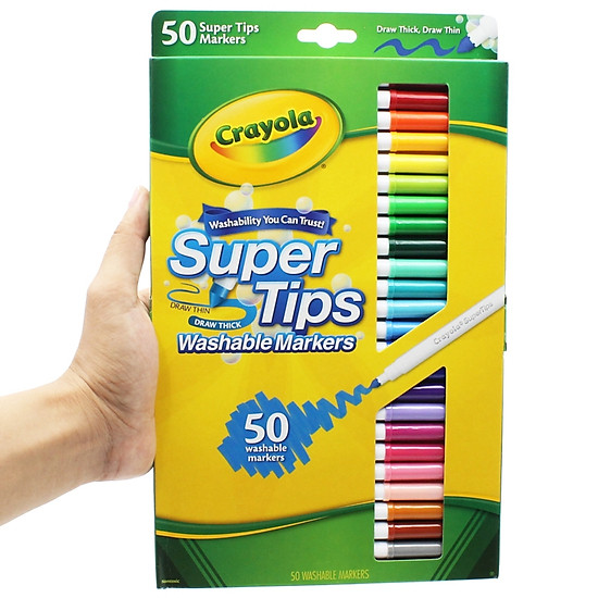 Hộp 50 bút lông màu super tips washable markers - crayola 585050 - ảnh sản phẩm 6