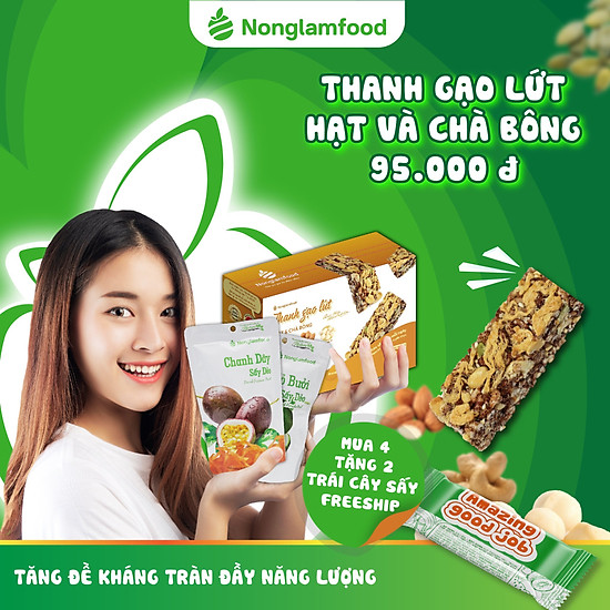 Thanh gạo lứt hạt & chà bông nonglamfood hộp 8 thanh 136g combo 4 hộp tặng - ảnh sản phẩm 4