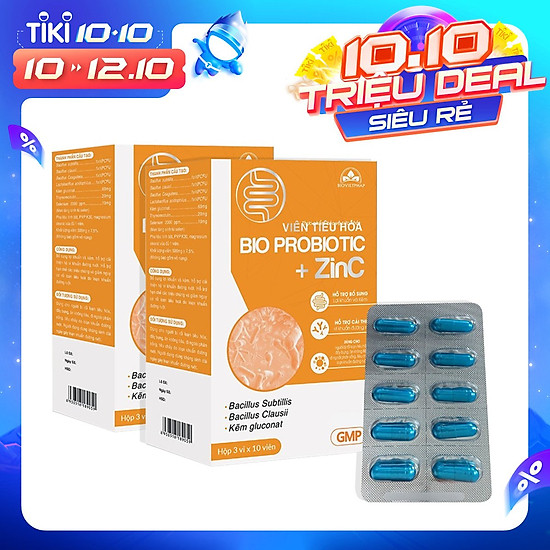 Combo 2 hộp thực phẩm bảo vệ sức khỏe viên tiêu hóabio probiotic + zinc - ảnh sản phẩm 1