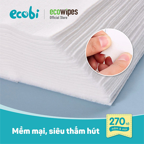 Khăn khô đa năng ecobi 270 tờ - dùng thay khăn sữa, an toàn cho trẻ sơ sinh - ảnh sản phẩm 3