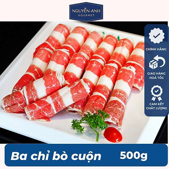 Ba chỉ bò cuộn nguyên anh hàng chuẩn xuất châu âu 500g chỉ giao hcm - ảnh sản phẩm 1