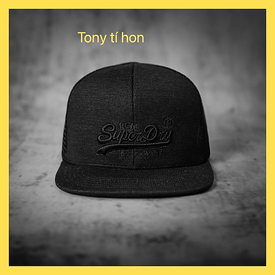 Mũ nón kết lưỡi trai snapback thêu chữ superdry màu đen thêu phối lưới cao - ảnh sản phẩm 1