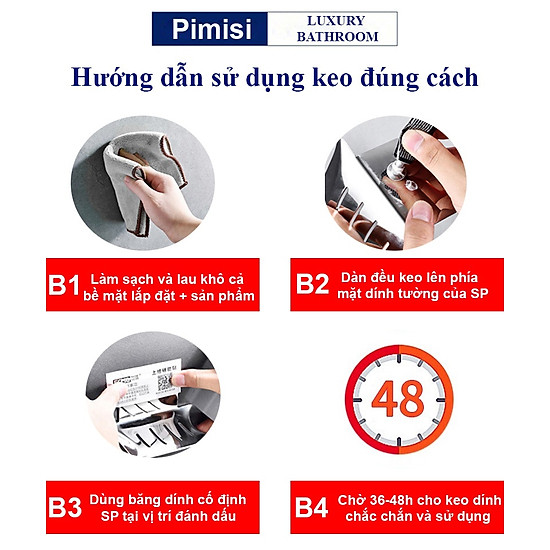 Kệ giá treo khăn tắm dán tường trong nhà vệ sinh pimisi pr - ảnh sản phẩm 9