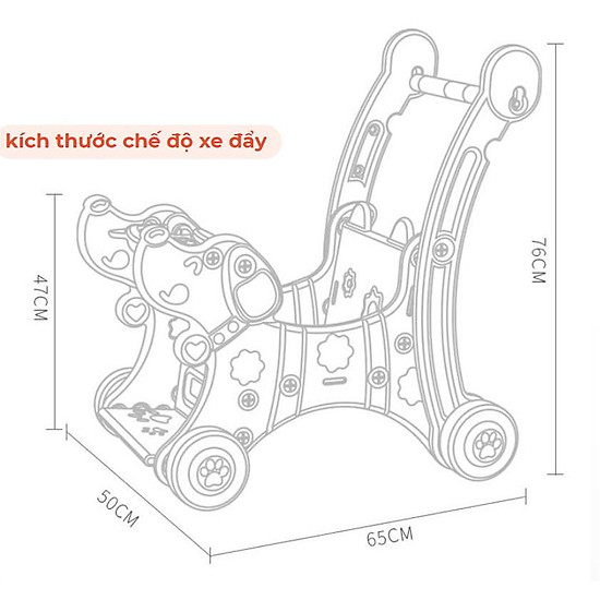 Ngựa bập bênh kiêm xe đẩy cho bé 5 trong 1 - ảnh sản phẩm 9