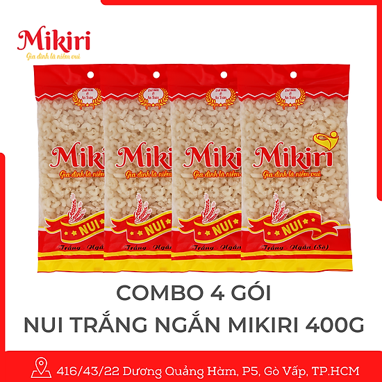 Combo 4 bịch nui trắng ngắn mikiri 400g - ảnh sản phẩm 1