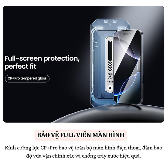 Mua Cường lực Full viền kèm khung cho iPhone 16 Pro Max / 16 Pro hiệu Nillkin  CP+ PRO Phủ Nano, vát cạnh 2.5D, lớp Olephobic - Hàng chính hãng - Iphone