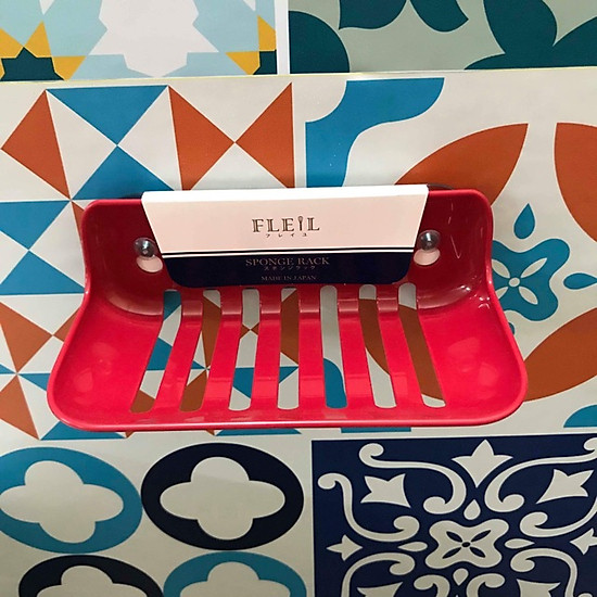 Kết quả hình ảnh cho Giá để giẻ rửa bát, xà phòng hút chân không (màu đỏ)