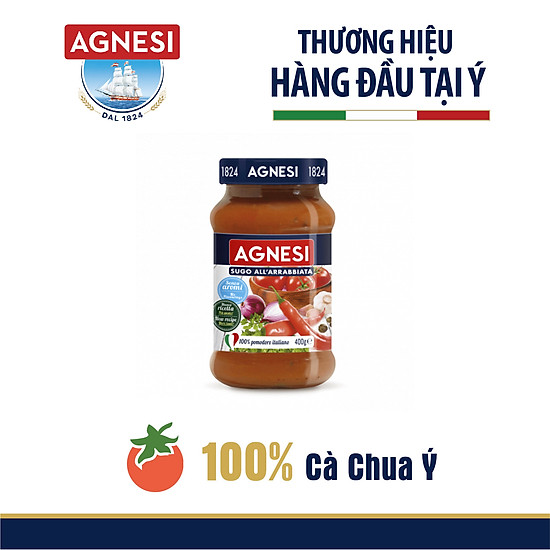 Sốt cà chua ớt arrabbiata agnesi 400g, 100% cà chua ý - ảnh sản phẩm 1