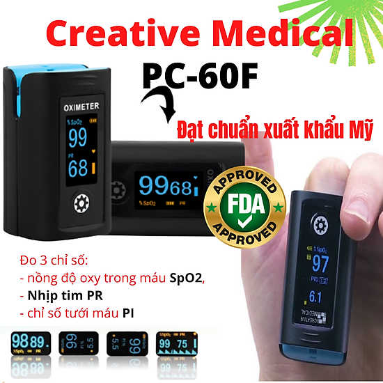 Máy đo nồng độ oxy trong máu spo2 và nhịp tim creative medical pc-60f - ảnh sản phẩm 2