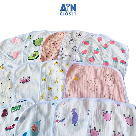 Set 10 khăn tay cho bé xô muslin 25x25 cm - aicdbt2x24ao - ain closet - ảnh sản phẩm 3