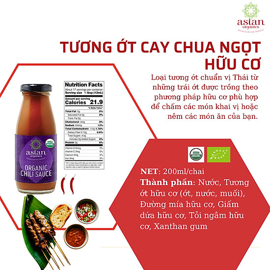 Tương ớt chua ngọt hữu cơ 200ml - asian organics - ảnh sản phẩm 2
