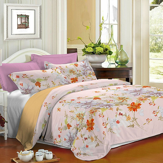 Bộ Drap 3 Món Symphony Scarlett - Hồng Kem