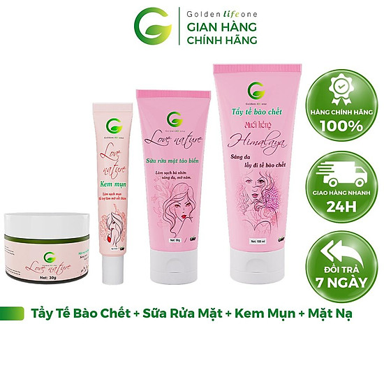 Combo tẩy tế bào chết love nature 100ml + sữa rửa mặt 50ml + kem mụn 15g + - ảnh sản phẩm 1