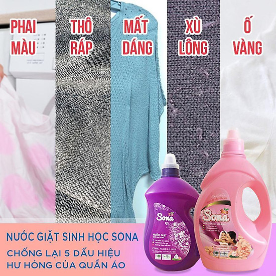 Nước giặt xả sinh học sona 3,2kg hương anh đào , thơm lâu mùi hoa cỏ - ảnh sản phẩm 7