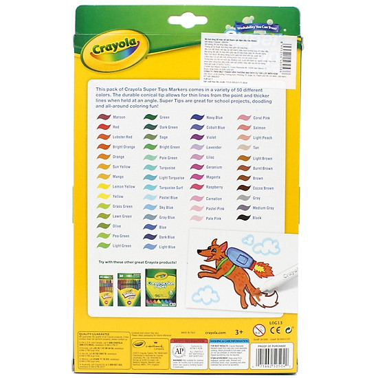 Hộp 50 bút lông màu super tips washable markers - crayola 585050 - ảnh sản phẩm 2