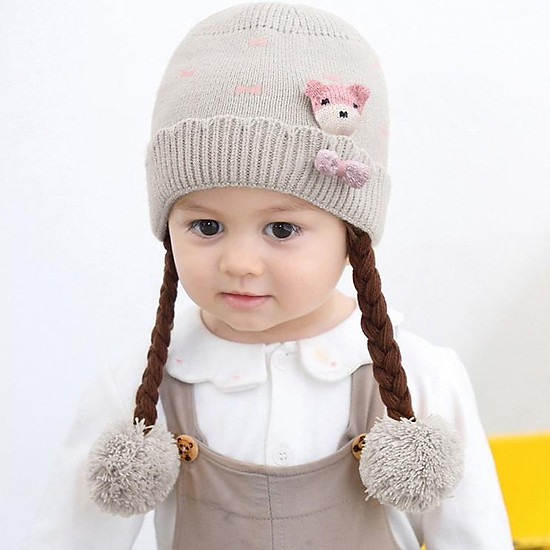 Mũ len 2 bím tóc cho bé 3 tháng đến 15 tháng-m62 - ảnh sản phẩm 3