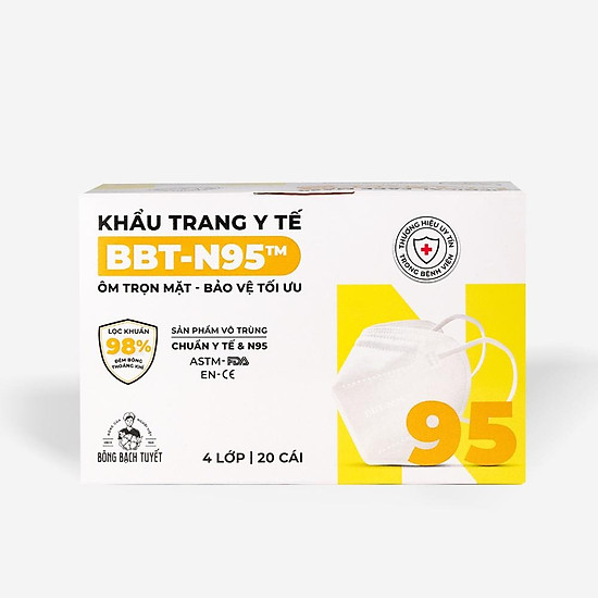 Khẩu trang bông bạch tuyết n95 - trắng 20 cái hộp - ảnh sản phẩm 2