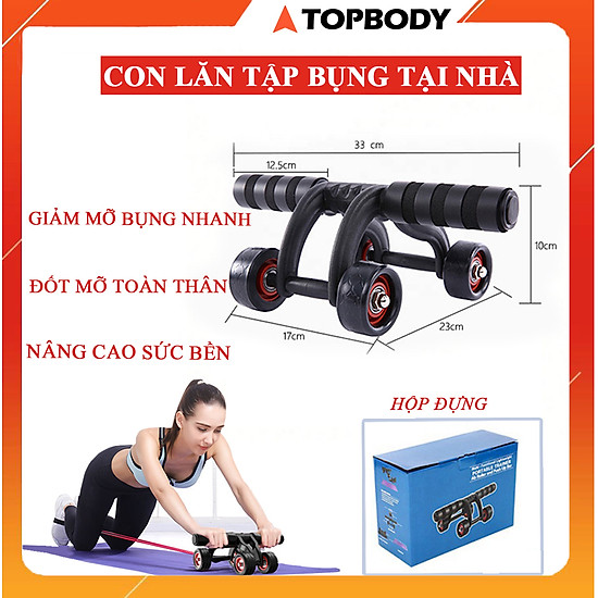 Con lăn 4 bánh tập cơ bụng, tập eo cao cấp, tiện lợi khi tập ở nhà - ảnh sản phẩm 1