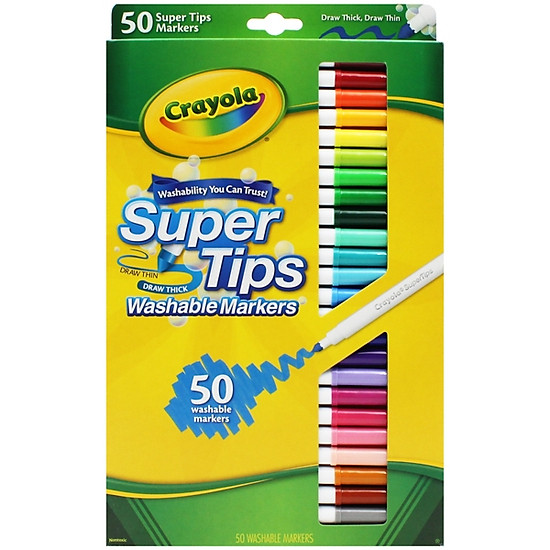 Hộp 50 bút lông màu super tips washable markers - crayola 585050 - ảnh sản phẩm 1