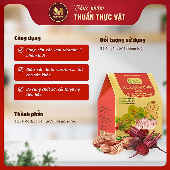 Mì củ cải đỏ và củ dền ăn dặm organic anpaso 120g 300g, bổ sung chất xơ - ảnh sản phẩm 2