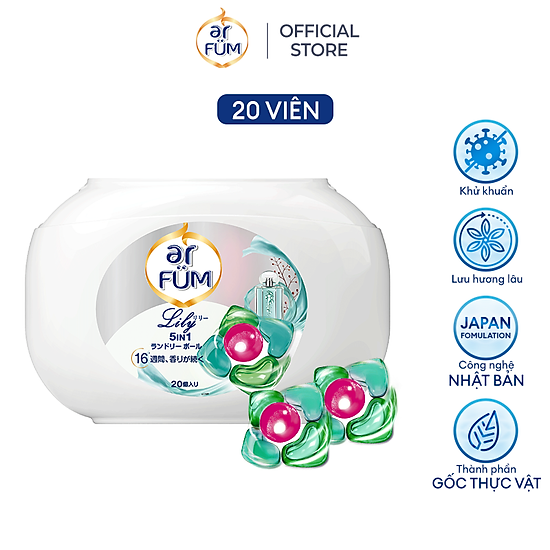 Viên giặt xả arfum 5 trong 1 mới lưu hương lâu 16 tuần, khử khuẩn 99% - ảnh sản phẩm 1