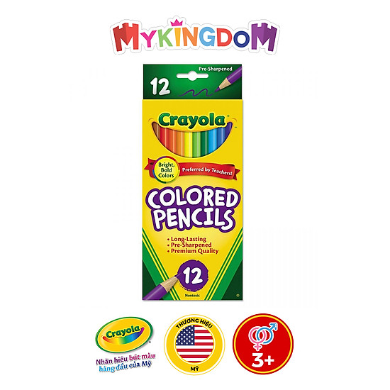 Bút chì 12 màu dạng dài crayola 684012 - ảnh sản phẩm 1