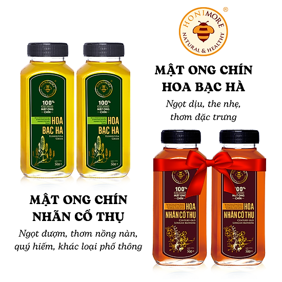 Combo 2 chai mật ong chín hoa bạc hà 500g tặng 2 chai mật ong chín nhãn cổ - ảnh sản phẩm 1