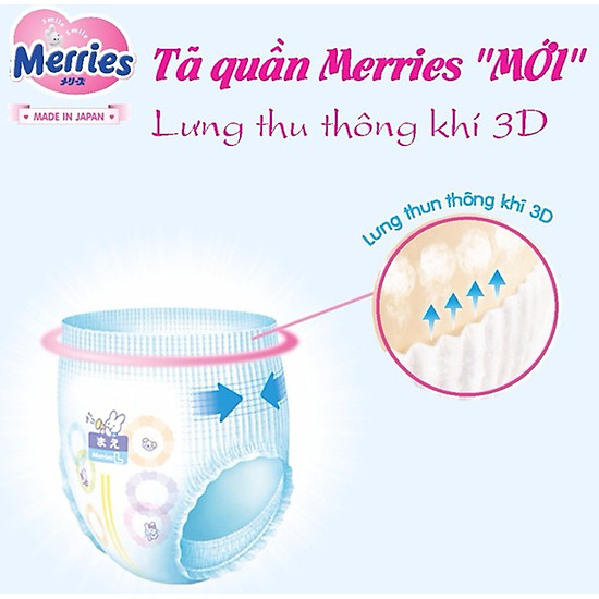 Bộ 3 bỉm dán merries siêu mịn, siêu thoáng cho bé size l5454 miếng - ảnh sản phẩm 3