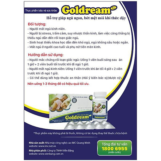 Thực phẩm bảo vệ sức khỏe goldreamnew dạng vỉ giúp ngủ ngon - ảnh sản phẩm 2