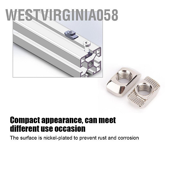 Westvirginia058 100pcs t-slot nut nickel - ảnh sản phẩm 8