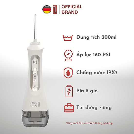 Máy tăm nước lebenlang cầm tay lbt1486w chống thấm nước - ảnh sản phẩm 1