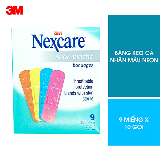 Băng keo cá nhân nexcare 3m 19x72mm 90 miếng - màu neon tươi sáng - ảnh sản phẩm 2