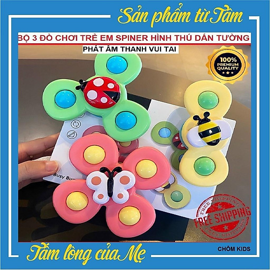 Sét 3 con quay đồ chơi hình cánh hoa dán tường cho bé - ảnh sản phẩm 1