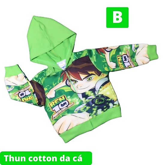 Áo khoác bé trai hình ben 10 từ 9-43kg. chất thun da cá hút mồ hôi - ảnh sản phẩm 4