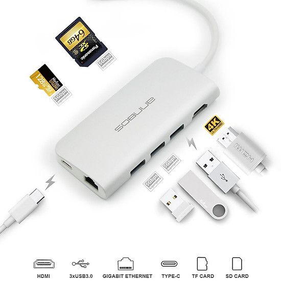 Hub 8 cổng usb c hub annbos a030eh8 silver - hàng nhập khẩu - ảnh sản phẩm 5